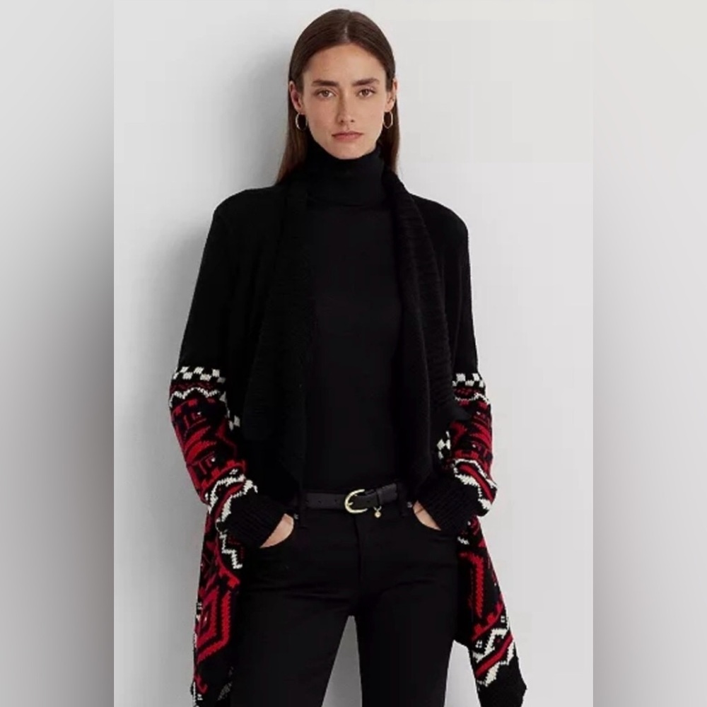 NWT‎ - 💕 Ralph Lauren Black and Red Knit Cardigan